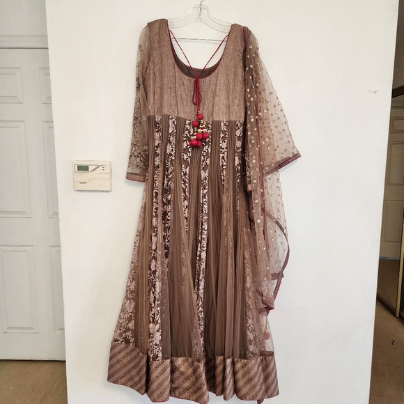 Fancy Anarkali Dress - Mauve - 39" Medium - Picture 5 of 15